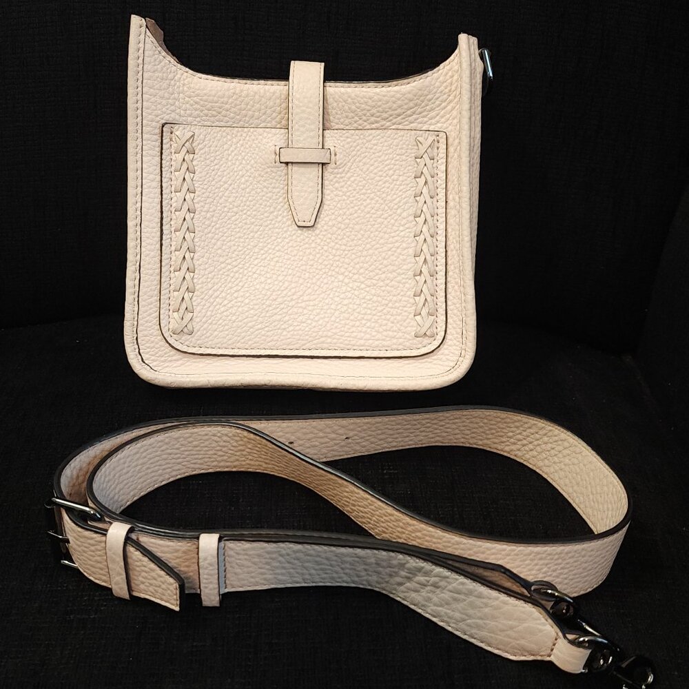Rebecca Minkoff Unlined Whipstitch Soft Pale Pink Pebble Leather Crossbody Bag